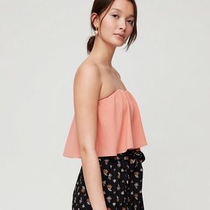 Strapless Flowy Crop Top Blouse